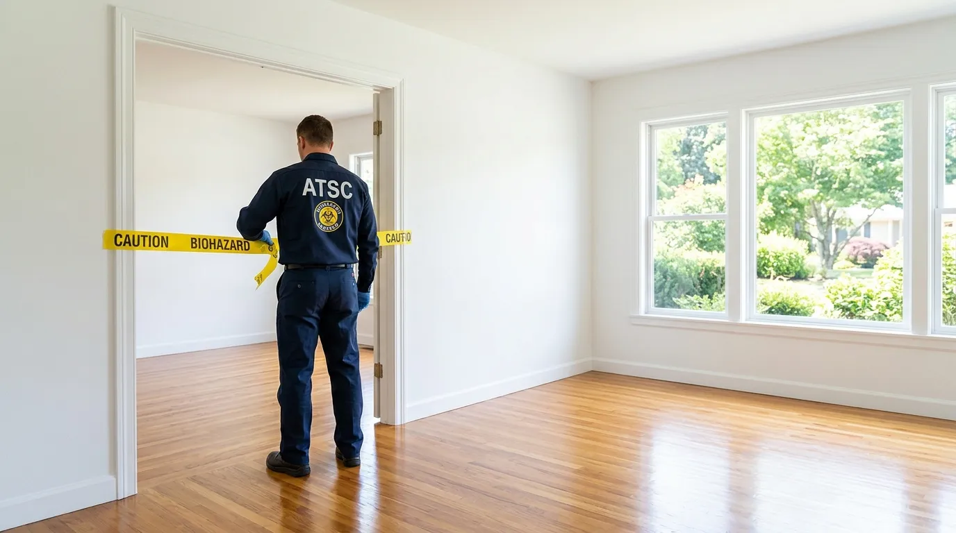 Certified biohazard cleanup crew performing Decomposition Cleanup in Little Falls
